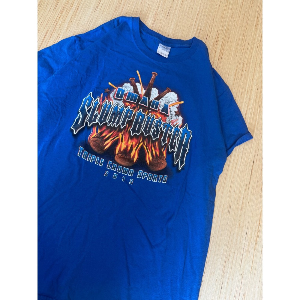 Gildan Omaha SlumpBuster 2013 Triple Crown Sports Baseball T-Shirt Blue Large 47